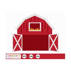 open barn clipart, farm digital art instant download