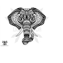 Elephant Mandala, zentangle,silhouette, INSTANT DOWNLOAD, svg-png-eps-dxf-ai-jpg