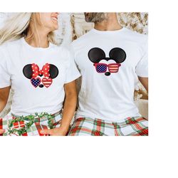 Mickey Minnie USA Flag Sunglasses, Minnie Shirt, Mickey American Flag Shirt, Disney Couple Shirt, Disney 4th of July Shi
