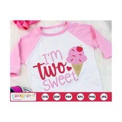 I'm two sweet birthday SVG, Second birthday girls cut file for silhouette and cricut