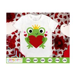 Frog Prince holding heart Valentine SVG,  cut file for silhouette and cricut
