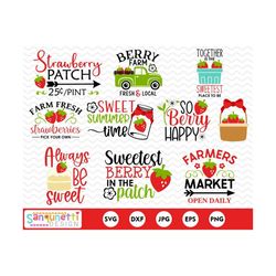 Strawberry Clipart | farmers market bundle | Strawberries SVG