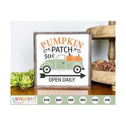 Pumpkin Patch SVG, Fall truck with pumpkins cut file, png jpg dxf svg, cricut and silhouette, instant download