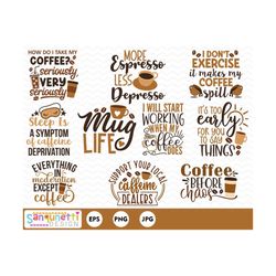 Coffee lettering clipart, Coffee quotes printable digital art