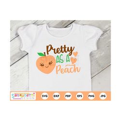 Pretty as a peach SVG, Summer SVG lettering, girls fruit cutting files for silhouette and cricut