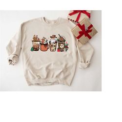 Christmas Santa Coffee Sweatshirt, Peppermint Iced Latte Sweatshirt, Snowmen Sweets, Christmas Latte Shirt, Coffee Lover
