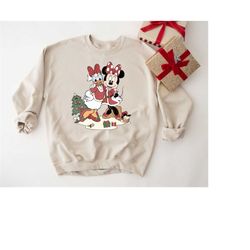 Minnie Daisy Christmas Shirt, Disney Christmas Sweatshirt, Disney Besties Shirt, Christmas Party Shirt, Disney Girls Tri