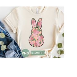 girl easter png, floral bunny png, easter bunny sublimation