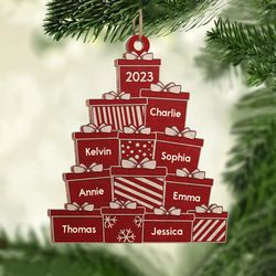 Christmas Tree Name, Family Name Tree Ornament, Family Name Christmas Tree Ornament