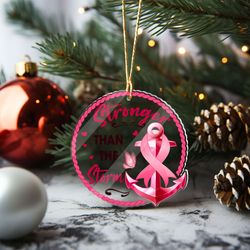 Stronger Than The Storm Ornament, Stronger Than The Storm Embroidered Ornament, Christian Embroidered Ornaments