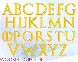 Game Of Thrones Alphabet Gold SVG, Bundles Game Of Thrones SVG, PNG,DXF, PDF, JPG...