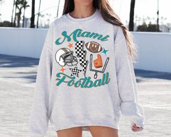 Retro Miami Football Crewneck Sweatshirt T-Shirt, Dolphins Sweatshirt, Vintage Miami Football Sweatshirt