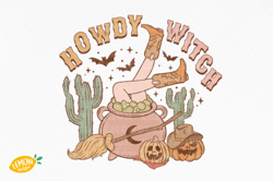 Retro Western Halloween Howdy Witch PNG