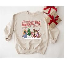 Winnie The Pooh Christmas Tree Sweatshirt, The Most Wonderful Time Of The Year Winnie The Pooh Christmas Lights Shirt, P