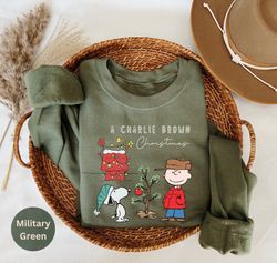 Charlie and the Snoopy Christmas Sweatshirt, Christmas Cartoon Dog Sweatshirt, Christmas Gift, Vintage Sweatshirt