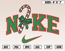 Nike Christmas Candy Embroidery Designs, Christmas Embroidery Design File Instant Download