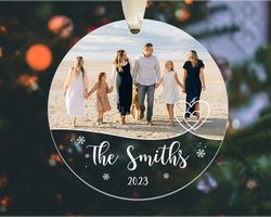 personalized family ornament, custom family christmas ornament with photo, xmas family keepsake ornament