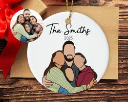 personalized family outline ornament with photo, custom photo ornament with outline, christmas 2023 ornament