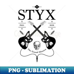Styx Guitar Vintage Logo - PNG Transparent Sublimation Design - Unleash Your Inner Rebellion