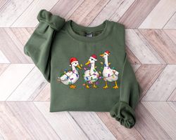Duck Christmas Sweatshirt, Christmas Ducks Shirt, Christmas Lights, Christmas Crewneck, Christmas Gifts, Funny Christmas