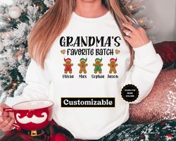 Grandma Christmas Sweatshirt with Grandkids name, Personalized Grandmas Favorite Batch Sweatshirt, Gift For Grandma, Gra