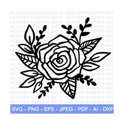 Rose Flower SVG, Floral Decoration SVG, Rose svg, Flowers SVG, Flower Bouquet svg, Rose Floral svg, Cricut Cut Files, Sillhouette