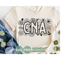 CNA svg, nursing assistant svg, nurse flower png, floral cna svg, cricut cut file and sublimation