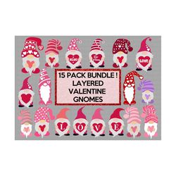 Valentine Gnomes Layered SVG Bundle, Layered Gnomes svg, Valentine's Day Gnomes svg, Gnomes svg, Love svg, Valentine Bundle, Cricut Cut file