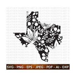 Floral Texas SVG, Texas Svg, Texas Clipart, Texas Silhouette, Texas Shape svg, Texas Design Svg, Cut File Cricut, Silhouette