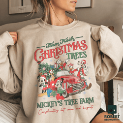 Vintage Disney Farm Fresh Sweatshirt, Mickey's Tree Farm, Mickey And Friends Christmas Sweatshirt, Christmas Disney Fami
