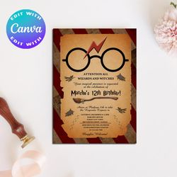 Harry Potter Invitation, Harry Potter Birthday Invitation, Harry Potter Birthday Party invitation, Harry Potter Invites