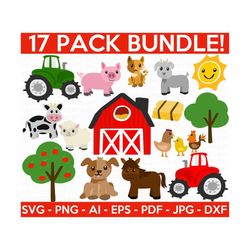 Farm Animals SVG Bundle, Cute Farm Animals SVG, Barn svg, Farmyard Animals svg, Sheep svg, Cow svg, Horse, Cut Files for Cricut, Silhouette