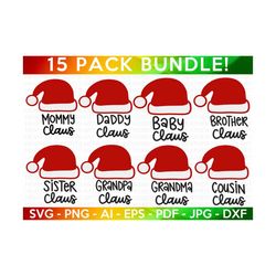 Family Christmas Santa Hats SVG Bundle, Santa Hats Svg, Family Shirts SVG, Christmas Shirts svg, Santa, matching shirts svg, Cut File Cricut