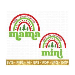 Mama and Mini Christmas Rainbow SVG, Christmas Mom and Daughter Shirt SVG, Christmas svg, Pair Shirts svg, Christmas Design, Cricut Cut File