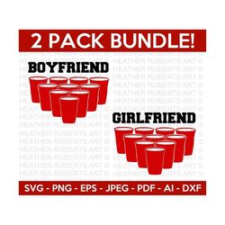 Boyfriend and Girlfriend Beer Pong Mini Svg Bundle, Beer Svg, Beer Pong Cups Svg, Drinking Svg, Couple Svg, Cut Files for Cricut, Silhouette