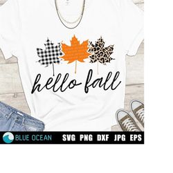 Hello fall SVG, Fall SVG, Fall Leaves svg, leopard leaves svg