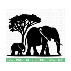 elephants svg, cute baby elephant svg, elephant silhouette, animal silhouette, cut file for cricut, iron vinyl, silhouette