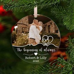 personalized engaged ornament, engaged christmas ornament, personalized wedding photo ornament