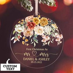Personalized First Christmas Married Ornament, Mr  Mrs Christmas Ornament, Our First Christmas Married