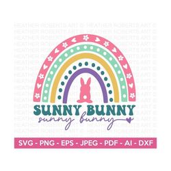 Sunny Bunny Rainbow SVG, Retro Easter Svg, Easter SVG, Easter svg for Kids, Easter svg Shirt, Easter Bunny Ears svg, Cut File For Cricut
