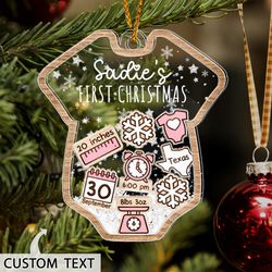 personalized baby firsts christmas ornament, custom new baby gift, 4d shake babies ornament