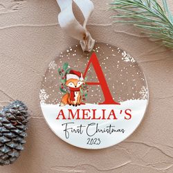 personalized babys first christmas ornament, new baby gifts for christmas, new parents xmas gift