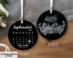 personalized ultrasound photo ornament, pregnancy announcement, custom birth announcement