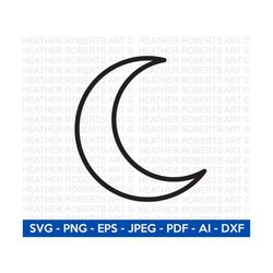 Moon SVG, Crescent Moon Svg, Moon Clipart, Moon Silhouette, Celestial Svg, Moon Phase Svg, Instant Download, Cricut Cut File, Silhouette