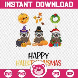 Sloth thanksgiving Christmas Png, Happy Hallothanksmas Png, Sloth Happy Hallothanksmas Png,Sublimation Design Fall