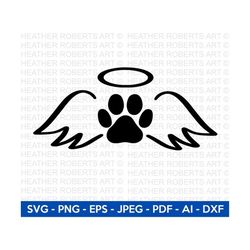 Dog Angel Wings SVG, Dog Svg, Paw Svg, Dog Lover Svg, Angel SVG, Dog Angel Halo SVG, Angel Clipart svg, Cut file for Cricut, Silhouette