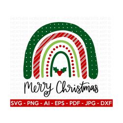 Merry Christmas SVG, Christmas Rainbow SVG, Christmas Family Shirts svg, Christmas Sign svg, Christmas, Hand-lettered svg, Cricut Cut File