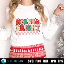 Merry & Bright SVG, holiday shirt svg, holiday png, christmas svg , sublimation png, merry and bright png