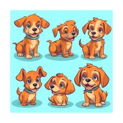 Puppy Clipart Set, Cute Dog Clipart.  Animal Clipart, Puppy PNG, Dog Lover Png, Sublimation, Dog PNG, Puppy Stickers PNG, Colorful Puppy