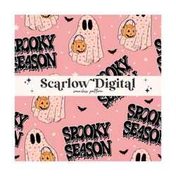 Spooky Season Seamless Pattern-Halloween Sublimation Digital Design Download-cute ghost seamless, spooky girl seamless,